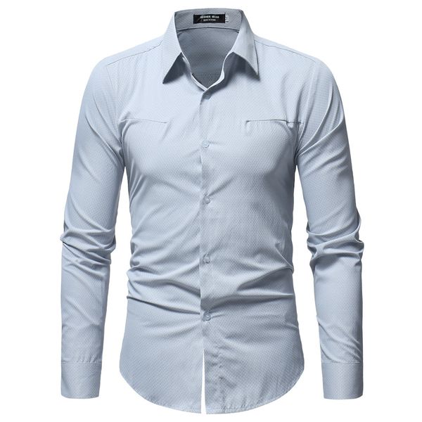 

men's shirts 2021 caual long leeve wavy dark grain olid color, White;black