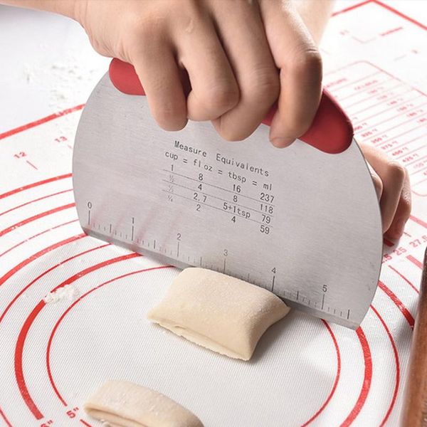 

pastry scraper chopper flour cutter with scale stainless steel dough pizza comfortable handle baking & tools