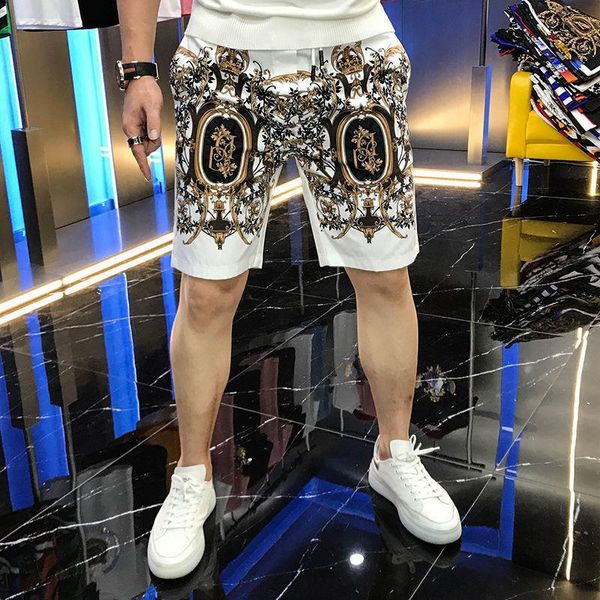 

men's shorts beach pants summer casual printed sports tourism five-point loose, White;black