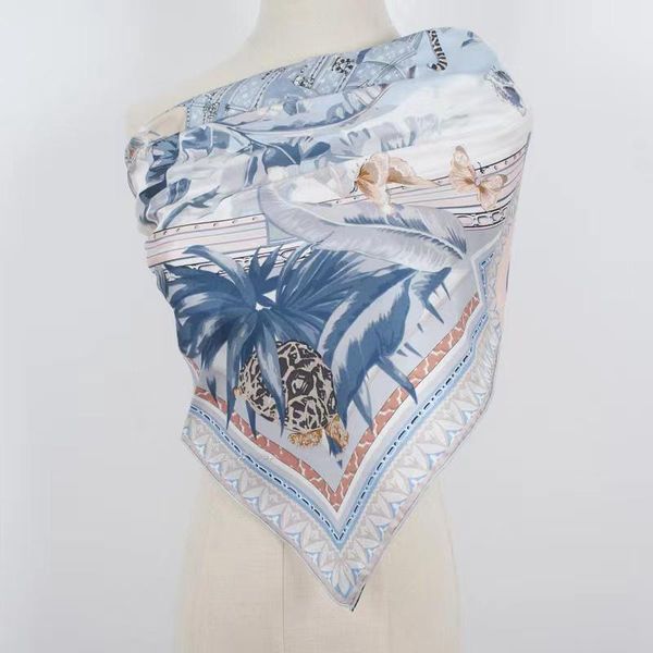 

scarves charming print 100% silk scarf shawl wraps women 35"x35", Blue;gray