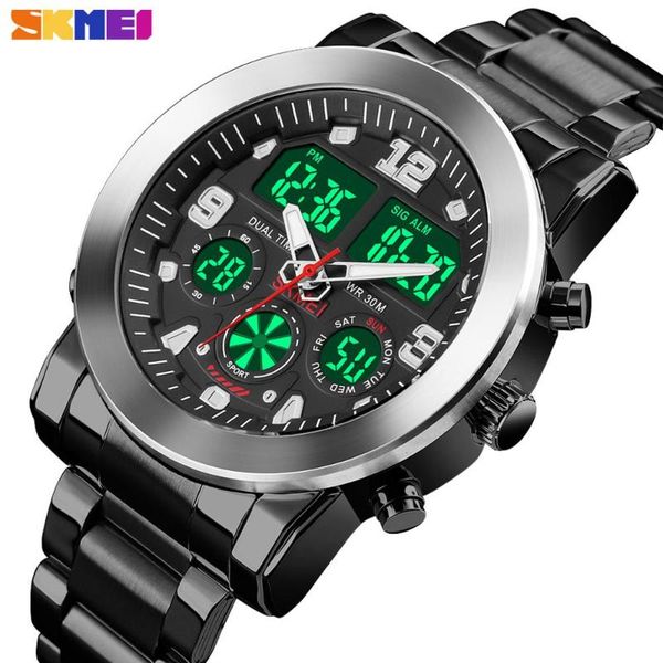 

wristwatches 2021 brand skmei luxury fashion mens watches with stainless steel sports chronograph quartz watch men relogio masculino, Slivery;brown