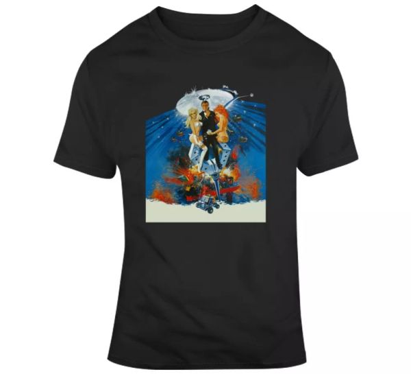 

diamonds are forever james bond movie poster fan t shirt, White;black