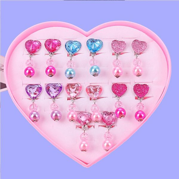 

clip-on & screw back 2021 korean creative cartoon flower crown cute baby ear clip girl hair heart-shaped children earrings, Silver