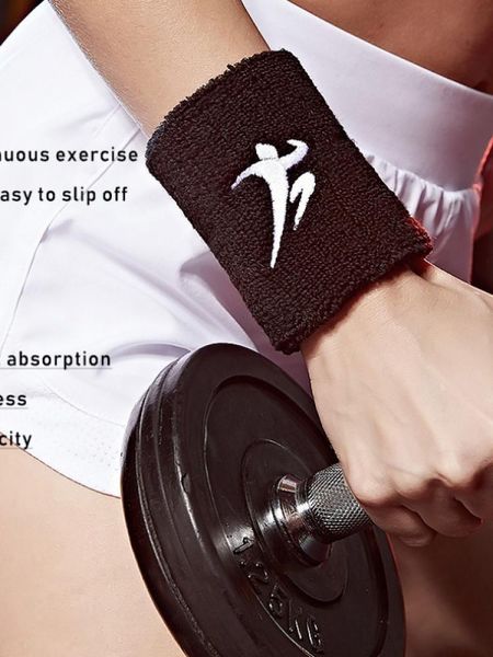 

wrist support men's and women's sports fitness sweat band tennis wristband bracket towel 8.5*7.5 cm, Black;red