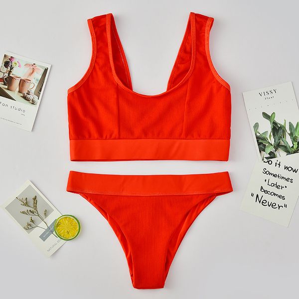 

2021 new swimsuit vest split women bikini, White;black