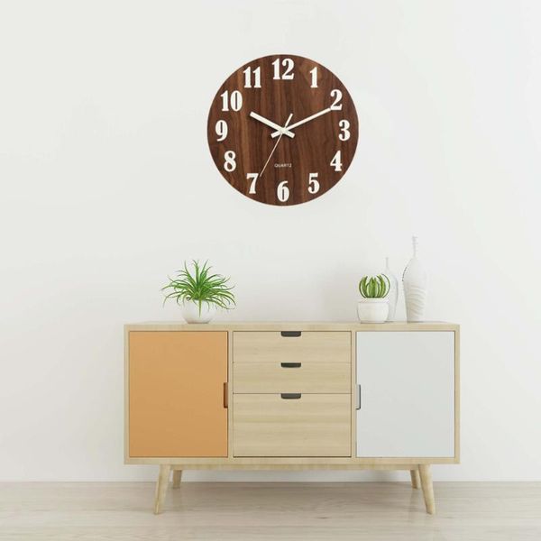 

wall clocks 12inch luminous vintage clock wooden round antique hanging for living room bedroom office