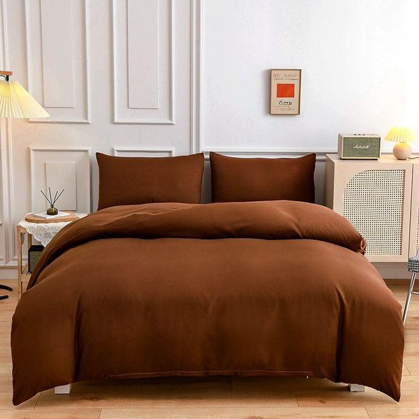 

bedding sets simple style pure dark coffee sheet advanced colors polyester 3/4pcs colorfast fabric comfortable and soft oceania