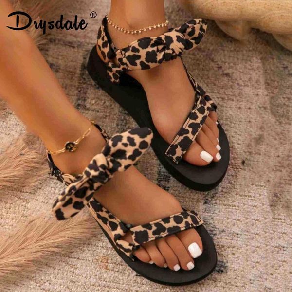 

sandals 2021 women color flat casual lace up bow shoes for ladies summer fashion outdoor leopard beach mujer, Black