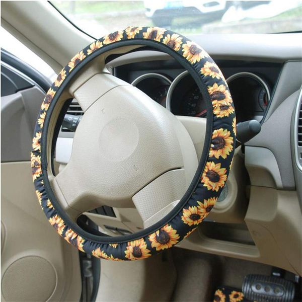 

steering wheel covers sunflower car cover diving material anti-skid