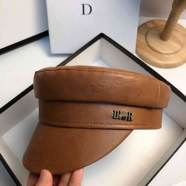 

new simple d family navy star men's women's magazine children's hat autumn and winter pu waterproof cap tide, Blue;gray