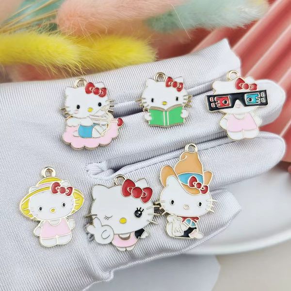 20 шт. Симпатичные эмаль Cat Cat Charms для ювелирных изделий, занимающиеся любовью сердца Часы DIY Подвески Серьги Ожерелья аксессуары