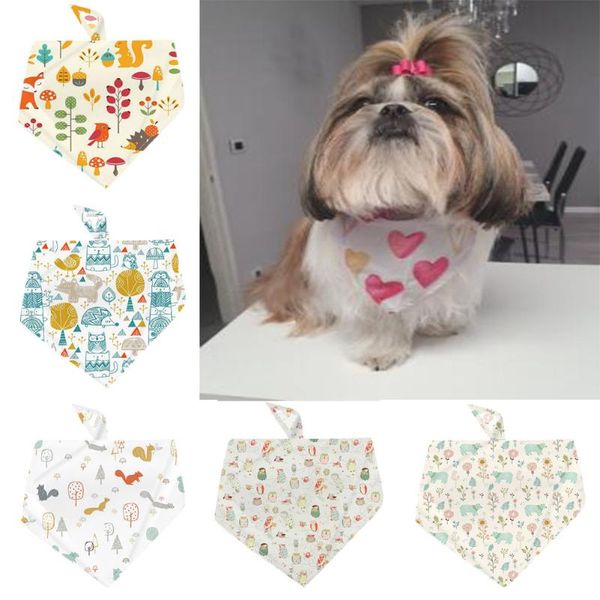 

dog grooming cute animal print pet scarf cat and saliva towel bib triangle
