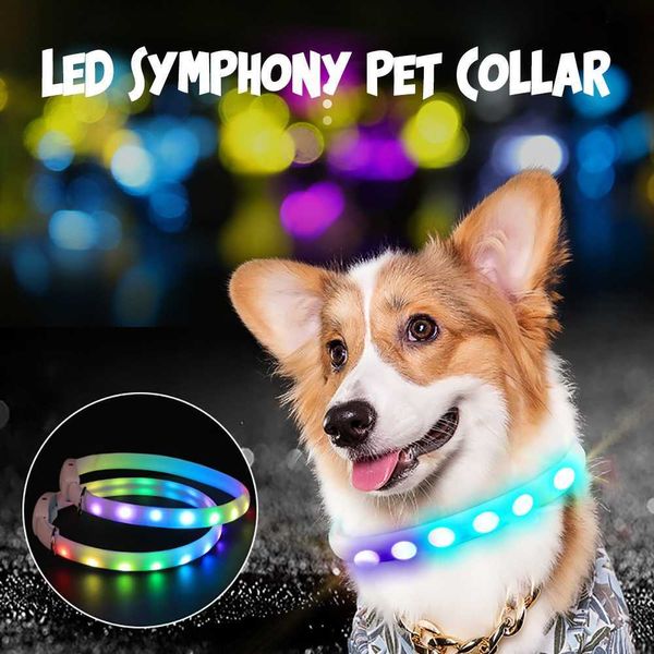 USB Şarj Led Köpek Yaka Anti-kayıp / Kaçının Araba Kaza Yaka Köpekler için Yavru Yavrular Led Gece Güvenliği Yanıp Sönen Glow 210712