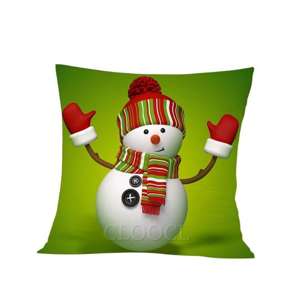 

pillow case cloocl christmas cartoon snowman striped hat scarf polyester zipper cushion cover funny festival party home decor