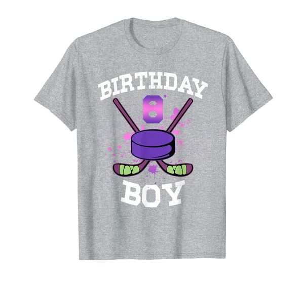 

8 years old birthday ice-hockey t-shirt, White;black