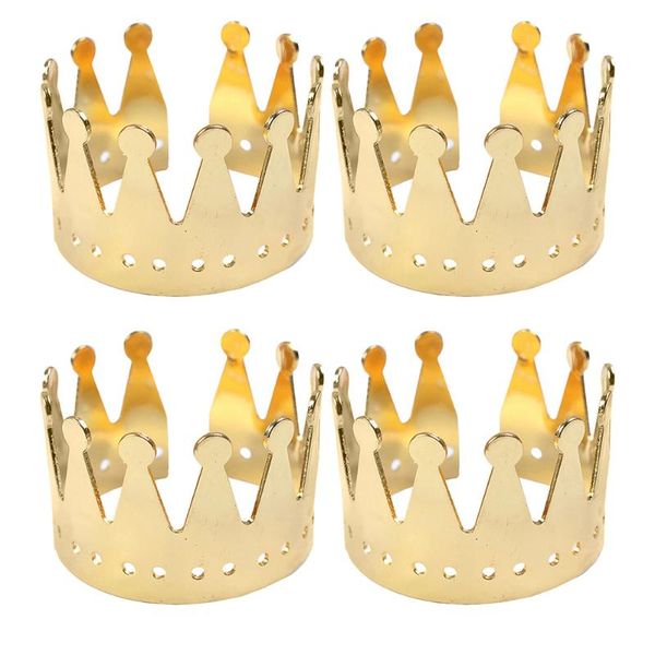 

napkin rings 4pcs crown alloy dinner buckles restaurant decor (golden)