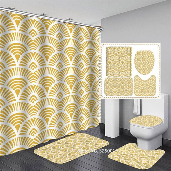 

shower curtains 3-4 plants green leaf cactus curtain hook waterproof u toilet cover non-slip mat bathroom