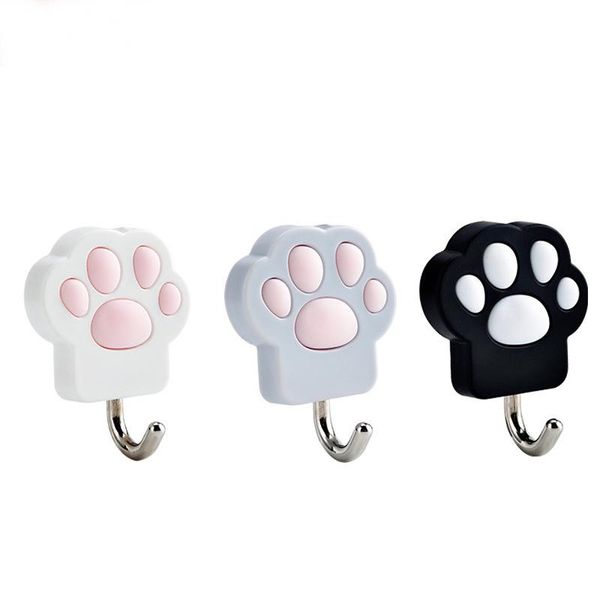 

hooks & rails 3pcs cute cats shape wall mounted creative hanger punch mount hook towel holder home storage organizer