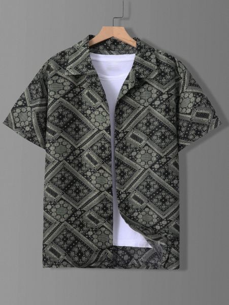 

men random scarf print shirt without tee 63ar#, White;black