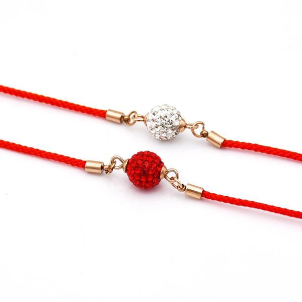

link, chain fashion women & men charm red rope bracelets round crystal for pulseira jewelry wholesale, Black