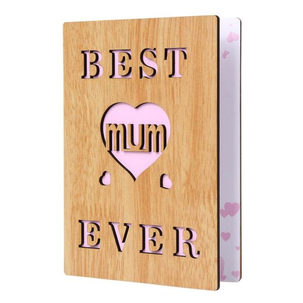 

greeting cards wooden mothers day card, mum ever, unique mom gift