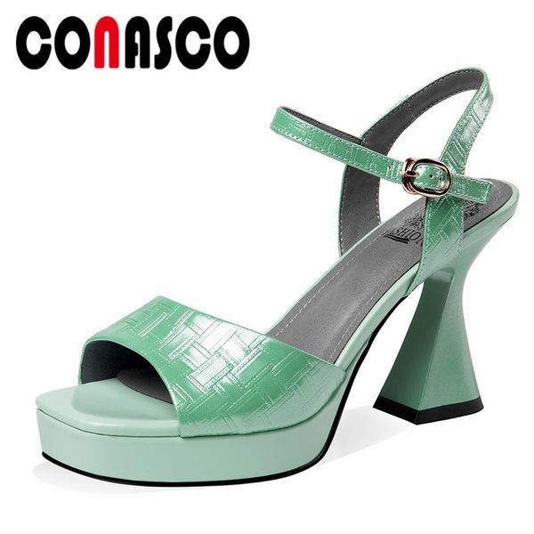 

fashion concise women sandals summer peep toe genuine leather pumps party office ladies high heels platforms shoes woman, Black