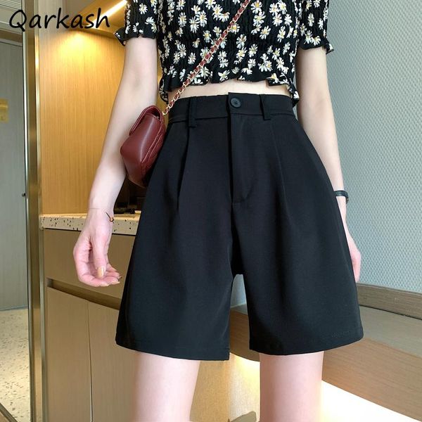 

women's shorts women summer fashion thin solid ulzzang casual ins office ladies elegant all-match chic streetwear simple high waist sof, White;black
