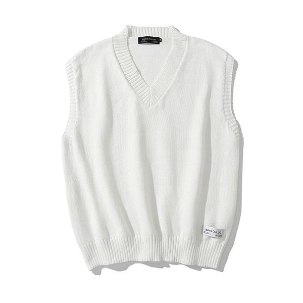 

men's vests 2021 autumn sweater vest men v-neck knitted oversize harajuku korean style mens sweaters la ropa de los hombres, Black;white