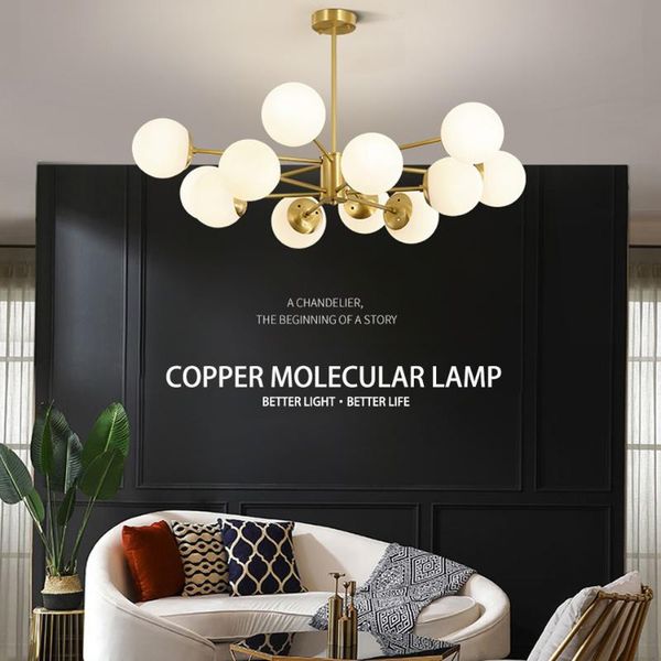 

pendant lamps all copper chandelier lighting and bedroom living room glass balls chandeliers gold lustre kitchen molecular art hanging