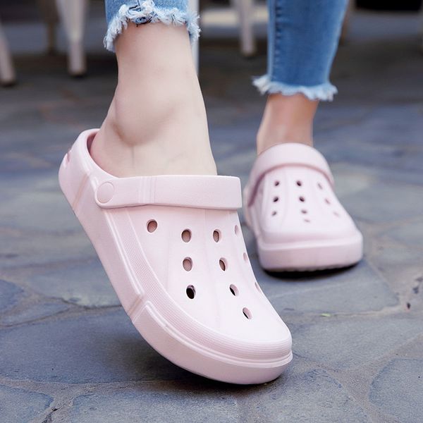 

slippers fashion breathable shoes clogs women sandals ladies beach hollow out casual outdoor waterproof flats, Black