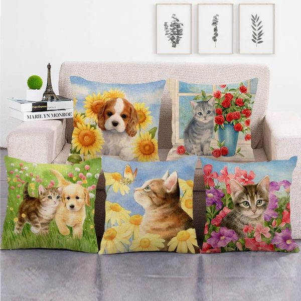 

cushion/decorative pillow flower series cushion cover cute animal dog hug pillowcase living room sofa bedroom bay window decoration accessor