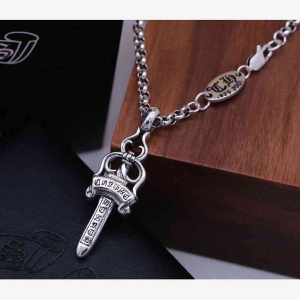 

party favor chrome/hearts necklace chaoren ch croxin 925 sterling silver holy sword pendant pearl necklace minority punk