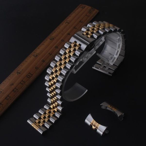 

watch bands stainless steel band strap18mm 19mm 20mm 21mm metal watchbands curved end solid link bracelet accessories, Black;brown