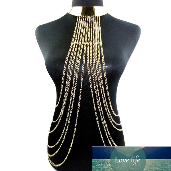 

women body jewelry necklace six layers harness with choker collar necklace for beach Â factory price expert design quality latest style origi, Silver
