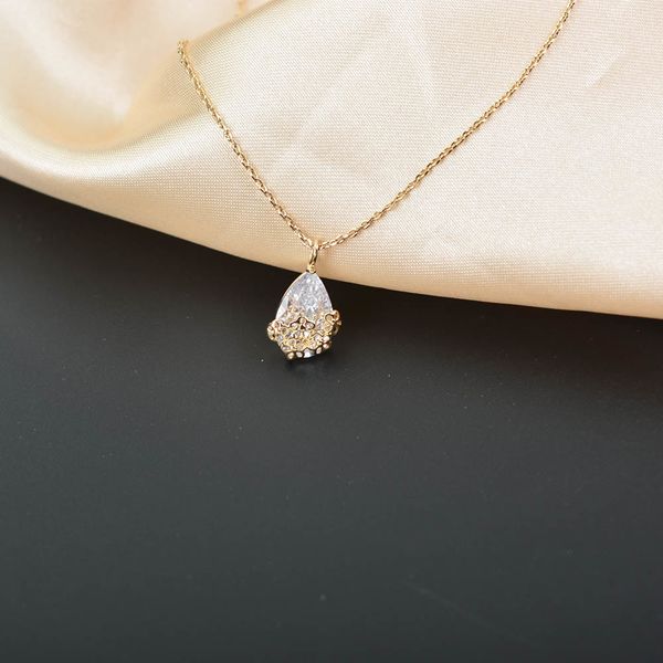 

fashion jewelry simple crystal water drop pendant necklace elegant gold chain necklaces for women wedding party gift bijoux, Silver