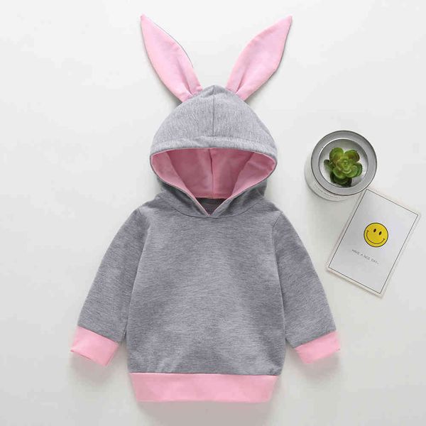 

autumn hoodies for girls sweater coat fashion casual rabbit ears children's clothing baby boy clothes sweatshirt 210515, Black