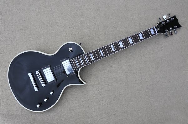 

factory custom glossy black electric guitar with rosewood fingerboard,white binding,chrome hardwares,white pearl fret inlay,can be customize