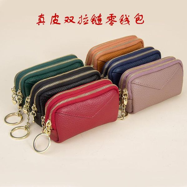 

wallets wallet leather zipper women's key bag purse carteira masculina, Red;black