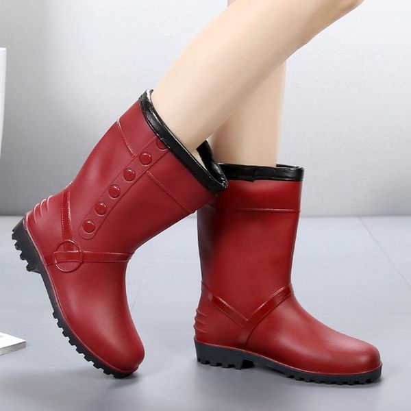 

boots jaycosin fashion women rain female super warm plush snow laides waterproof slip on rubber shoes winter snowboot, Black