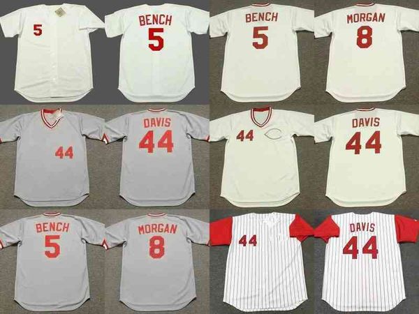 

5 johnny bench 44 eric davis 8 joe morgan baseball jersey men women youth stitched, Black