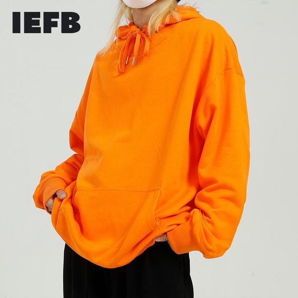 

men's t-shirts iefb clothing 2021 autumn korean trend simple hooded t-shirt loose couple versatile casual sweatshirt style 9y8565, White;black