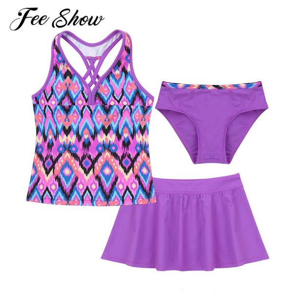 

kids girls brazilian swimwear beach swimsuit swimming bathing suits sleeveless with briefs+skirt 3pcs bikini sets one-pieces, Black