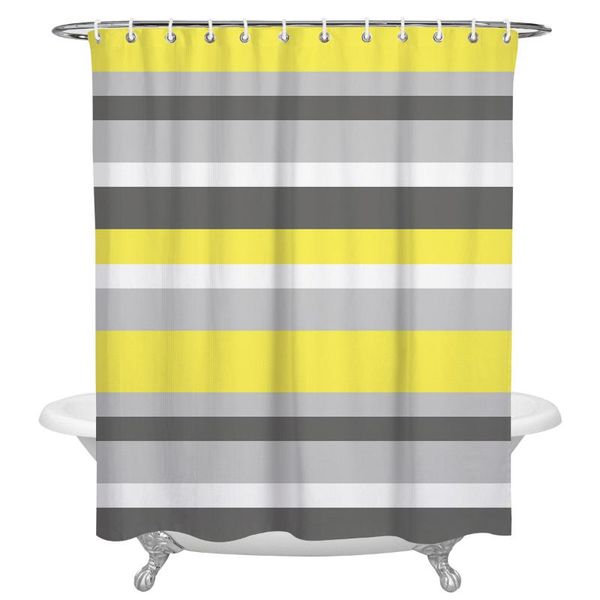 

yellow gray white stripes geometric shower curtain home decoration bathroom item waterproof curtains