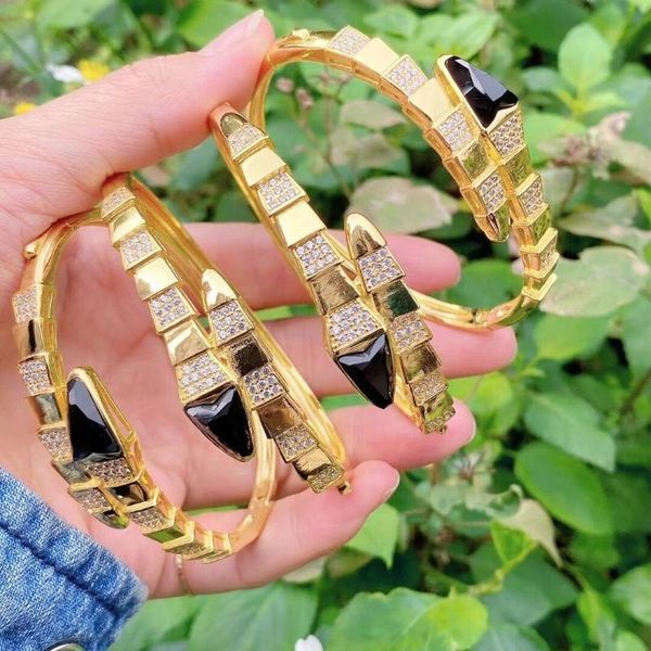 

bangle luxury snake shiny bangle&bracelet vintage fashion jewelry gift for woman man pulseira, Black