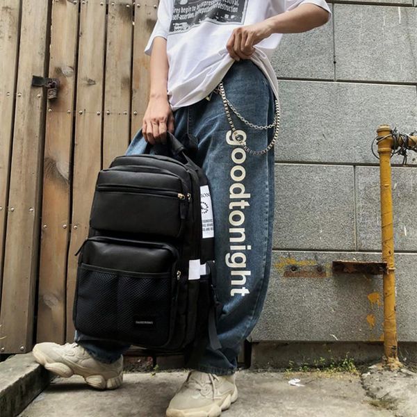 

backpack 2021 chic contrast color large capacity oxford cloth student schoolbag widened shoulder strap leisure