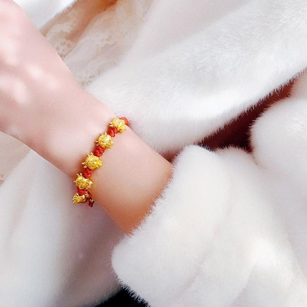 

mascot five fortunes golden cow red string bracelet 2021 chinese ox year bring wealth lucky good blessing bracelets charm, Golden;silver