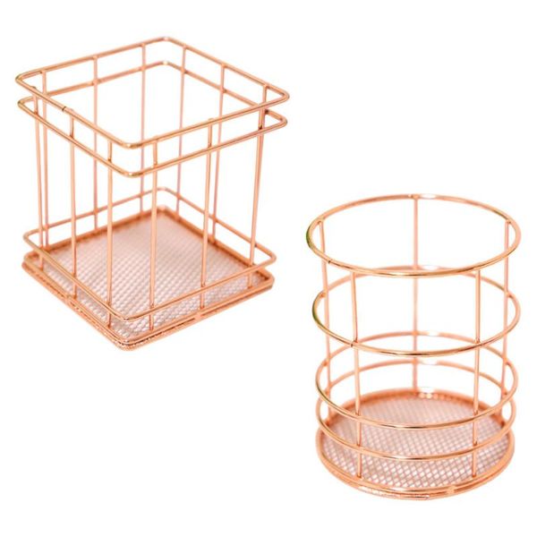 

storage baskets 2pcs home basket iron art container rose gold