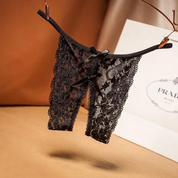 

women's panties open crotch t-back transparent lace lingerie underwear, Black;pink