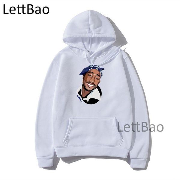 

men's hoodies & sweatshirts men women rapper 2pac funny print cotton autumn winter casual aesthetic clothes long sleeve, Black