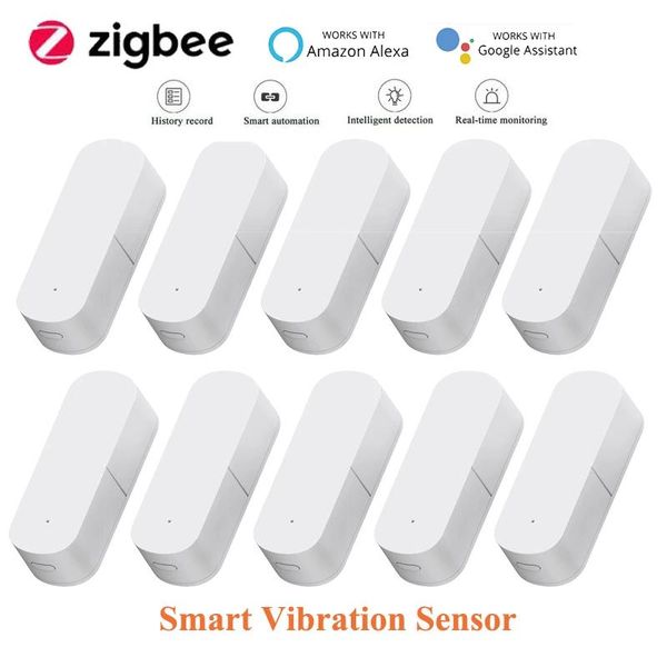 

smart home control 2021 est zigbee vibration sensor detection alarm security system for tuya life app,work with alexa google